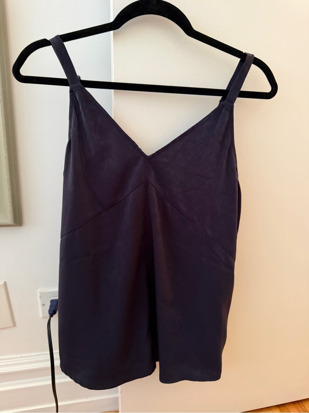 Women's Navy V-Neck Brush Cotton  Cami Tank Top